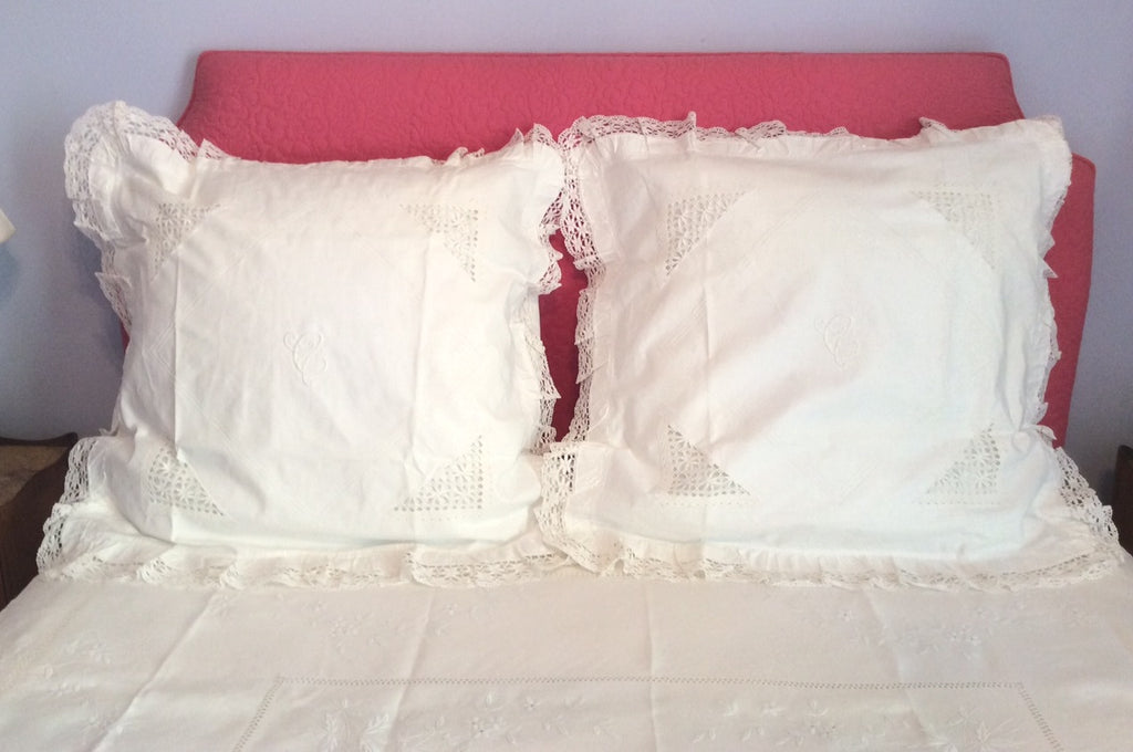 Ruffled trim Euro pillow sham