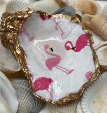 Pink Flamingo Oyster Shell Trinket dish