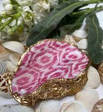 Pink Ikat Oyster Shell Trinket dish